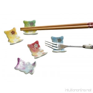 Cinf Japanese Porcelain Chopsticks Rest Spoons Knife and Forks Holder Set of 5-Ceramics Bear Shape Ceramics Dinner Tableware Spoon Stand Knife Rest Holder Set - B06W5PRC3T